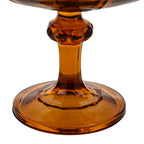 Indiana Glass Teardrop Amber Pedestal Compote Bowl - Scalloped Rim