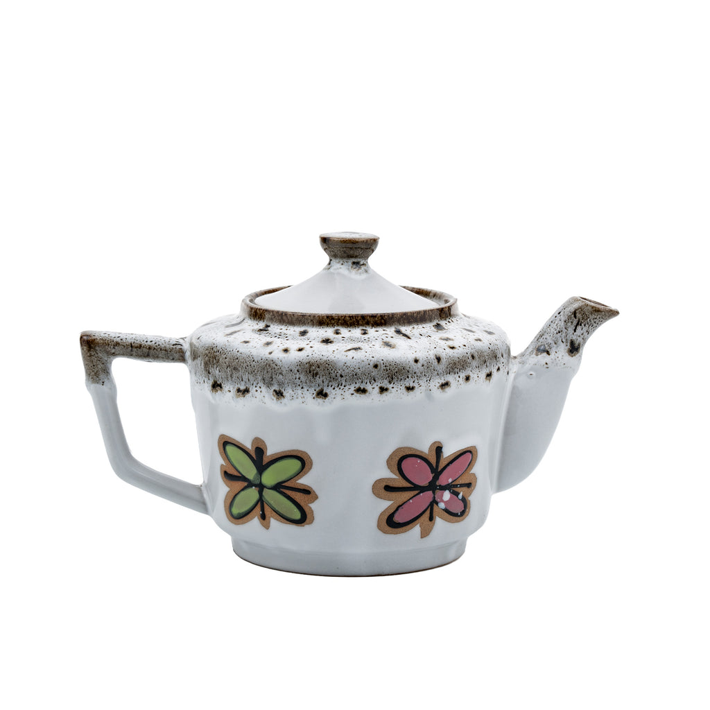 Fred Roberts Fat Lava Teapot - Pink and Green Florals