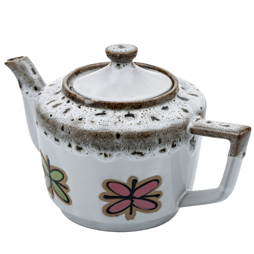 Fred Roberts Fat Lava Teapot - Pink and Green Florals