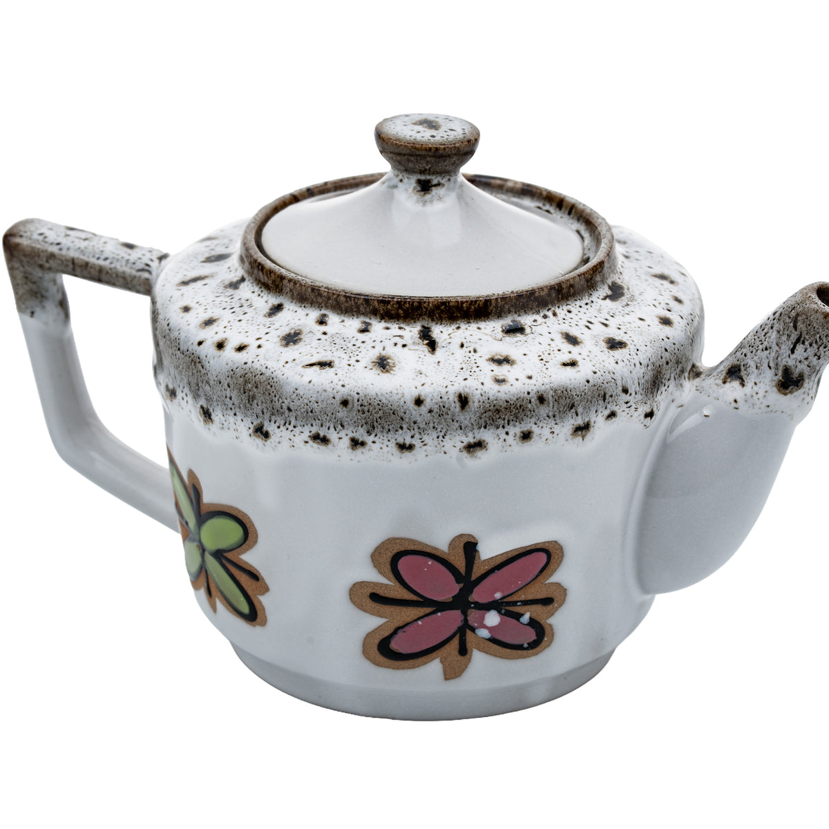 Fred Roberts Fat Lava Teapot - Pink and Green Florals