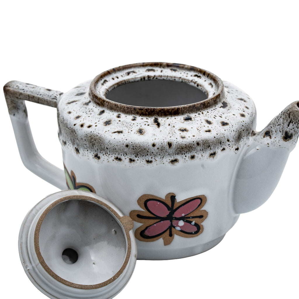 Fred Roberts Fat Lava Teapot - Pink and Green Florals