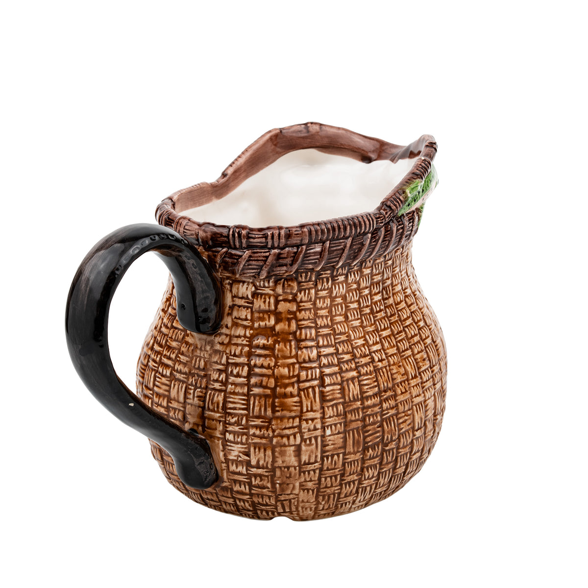 Wang's Fishing Creel and Trout Ceramic Pitcher - Molded Basketweave