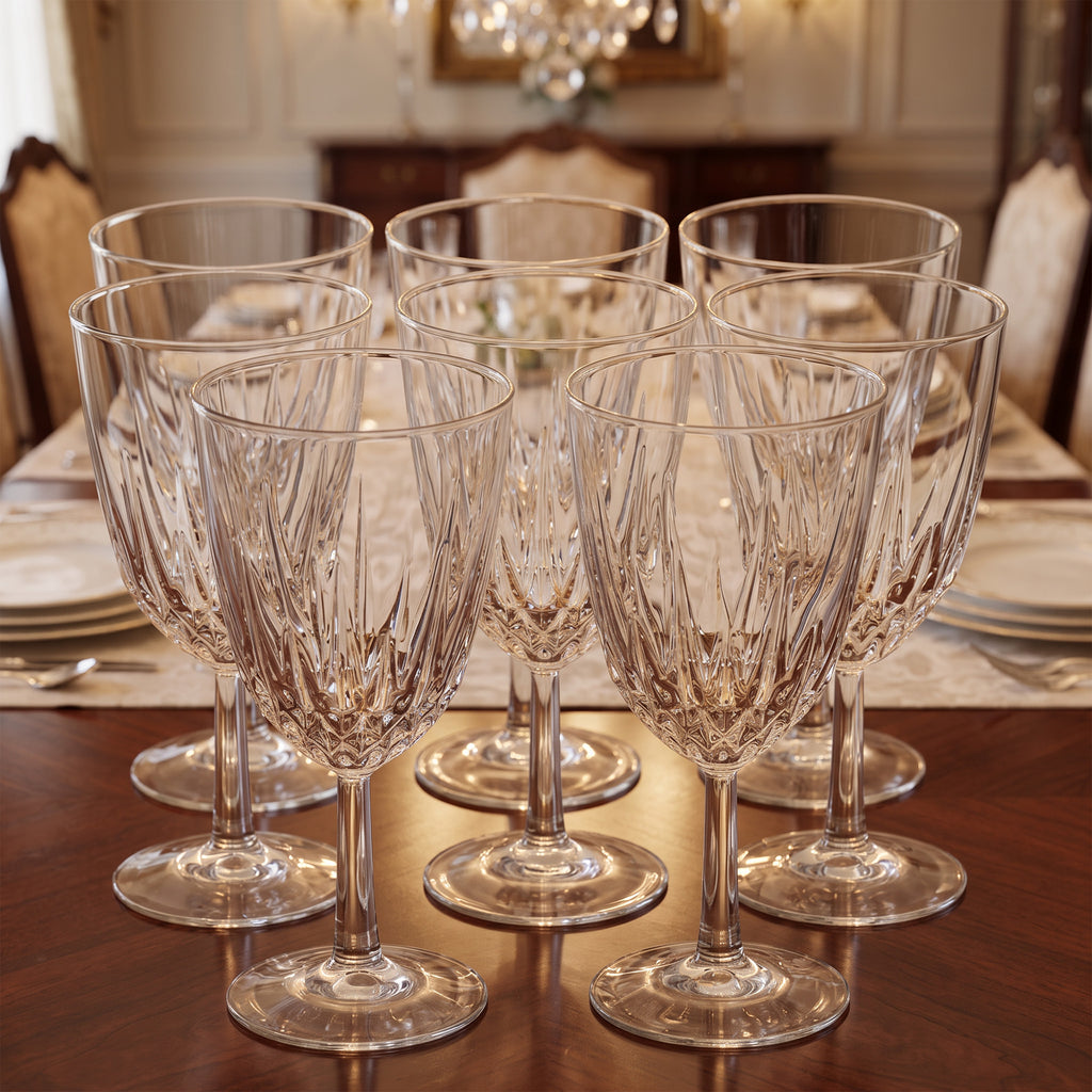 Cristal D'Arques - Durand Diamant Wine / Water Goblets - Set of Eight