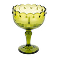 Indiana Glass Teardrop Olive-Green Pedestal Compote - Scalloped Rim