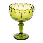 Indiana Glass Teardrop Olive-Green Pedestal Compote - Scalloped Rim