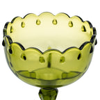 Indiana Glass Teardrop Olive-Green Pedestal Compote - Scalloped Rim