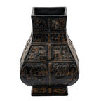 Dobie Square-Section Decorative Vase - Raised Animal and Mask Motifs