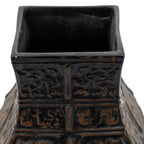 Dobie Square-Section Decorative Vase - Raised Animal and Mask Motifs