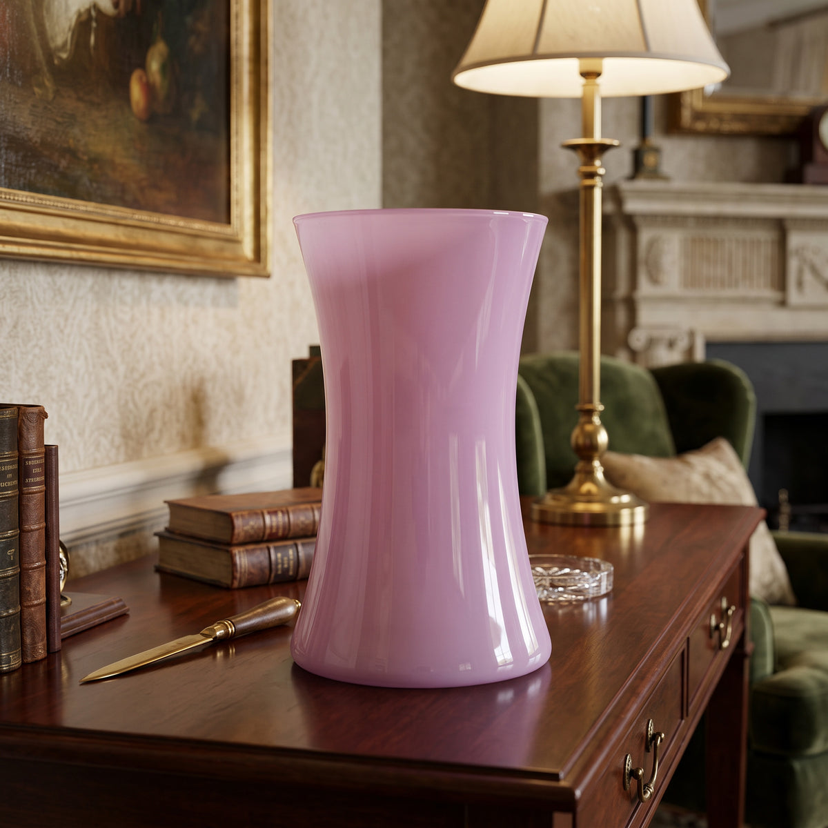 Pink Hourglass-Shaped Vase - Flared Rim and Base