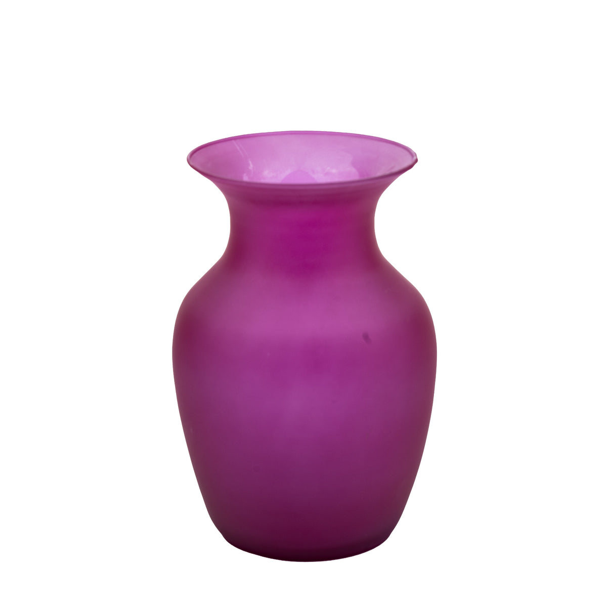 Purple Frosted-Finish Vase with Flared Rim - Bulbous Form