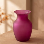 Purple Frosted-Finish Vase with Flared Rim - Bulbous Form