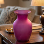 Purple Frosted-Finish Vase with Flared Rim - Bulbous Form