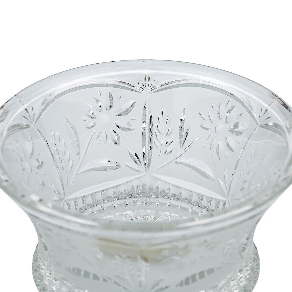 Crystal Clear Industries Floral-Decorated Lead Crystal Bowl - Fluted