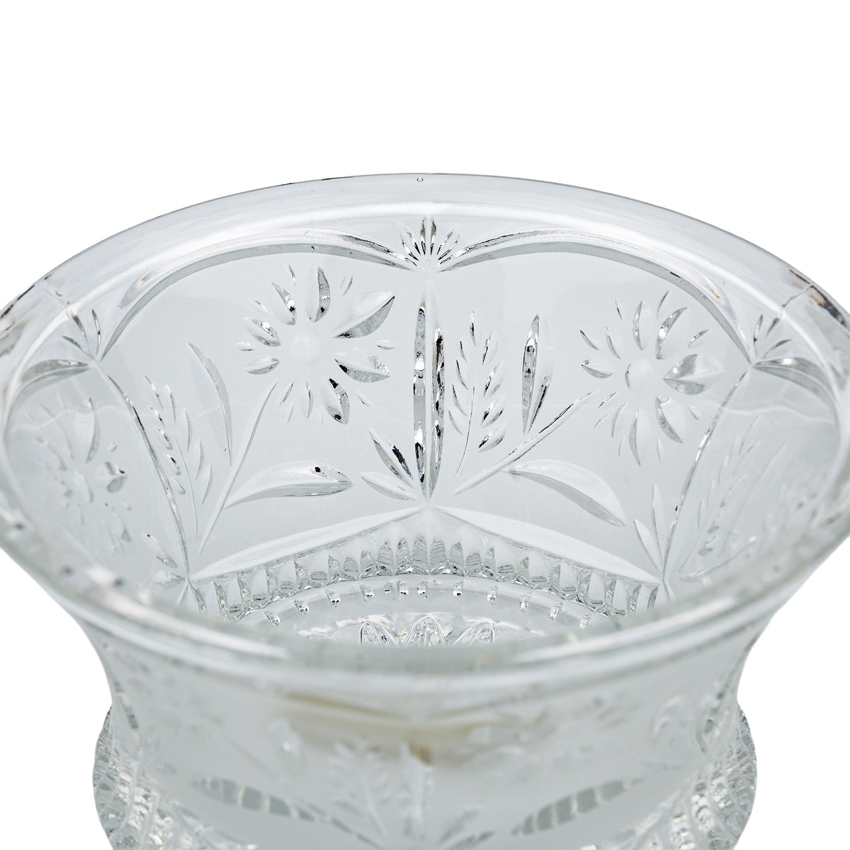 Crystal Clear Industries Floral-Decorated Lead Crystal Bowl - Fluted