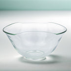 Clear Glass Bowl with Wavy Rim - Green-Tinted Edges