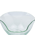 Clear Glass Bowl with Wavy Rim - Green-Tinted Edges