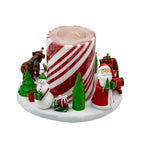 White Barn Christmas Figural Candle Ring - Candy-Cane Pillar Candle