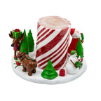 White Barn Christmas Figural Candle Ring - Candy-Cane Pillar Candle