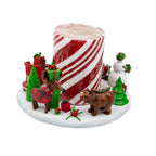 White Barn Christmas Figural Candle Ring - Candy-Cane Pillar Candle