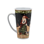 Century Santa Claus Christmas Latte Mug - Green Snowflake Border