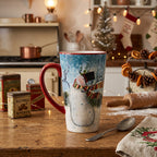 Certified International Susan Winget Snowman Latte Mug - Burgundy Rim