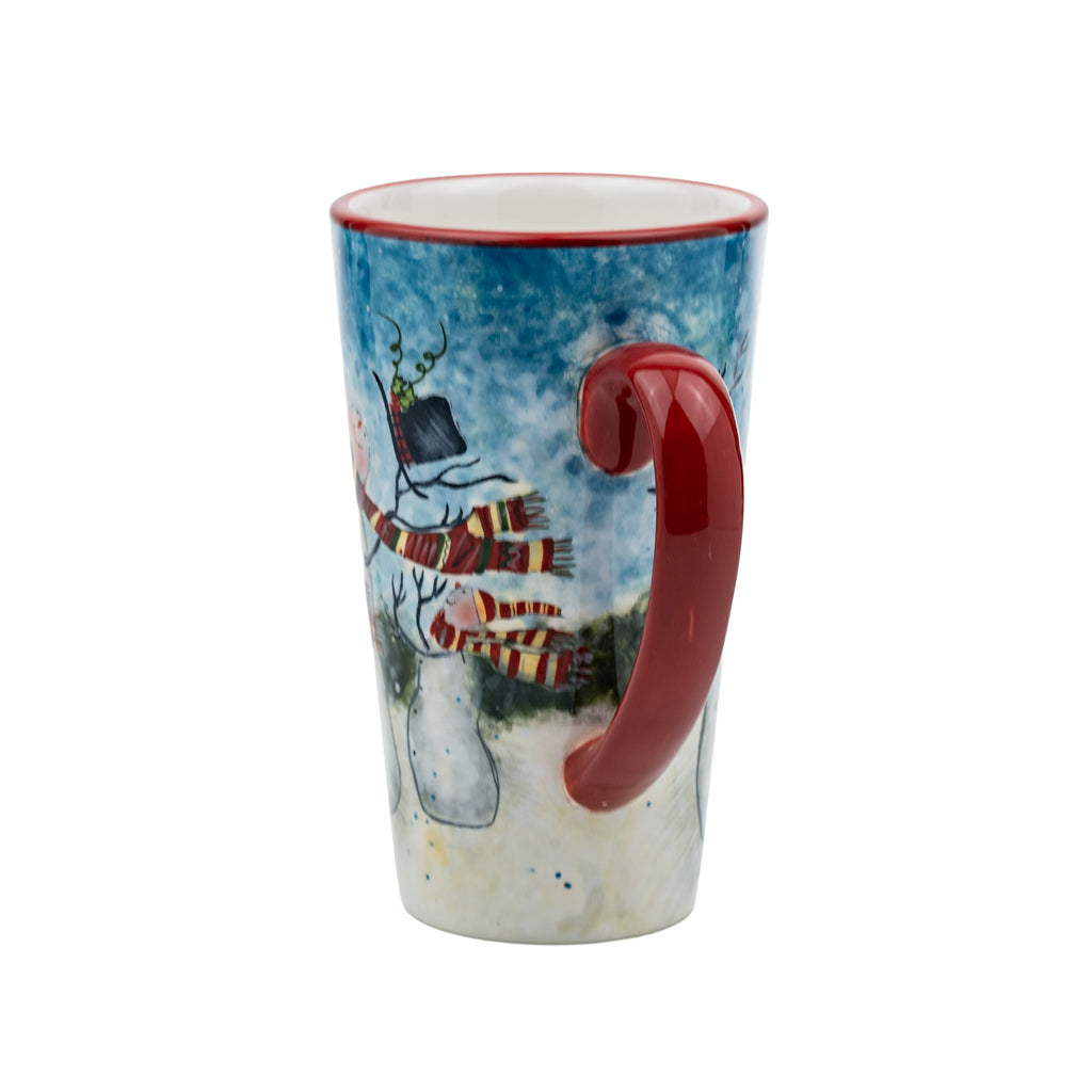 Certified International Susan Winget Snowman Latte Mug - Burgundy Rim