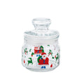 Christmas Santa and Reindeer Glass Storage Jar with Lid - Knobbed Lid