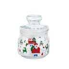 Christmas Santa and Reindeer Glass Storage Jar with Lid - Knobbed Lid