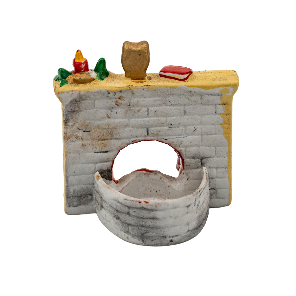 Santa Claus Fireplace Candle Holder - Holiday Mantel Accent
