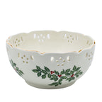 Baum Brothers Formalities Holly (Gold Trim) Pierced Bowl - Scalloped