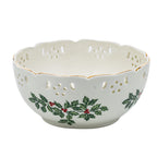 Baum Brothers Formalities Holly (Gold Trim) Pierced Bowl - Scalloped