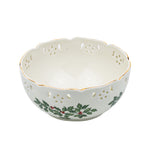 Baum Brothers Formalities Holly (Gold Trim) Pierced Bowl - Scalloped