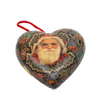 Santa Claus Heart-Shaped Hanging Christmas Ornament - Holly & Berries