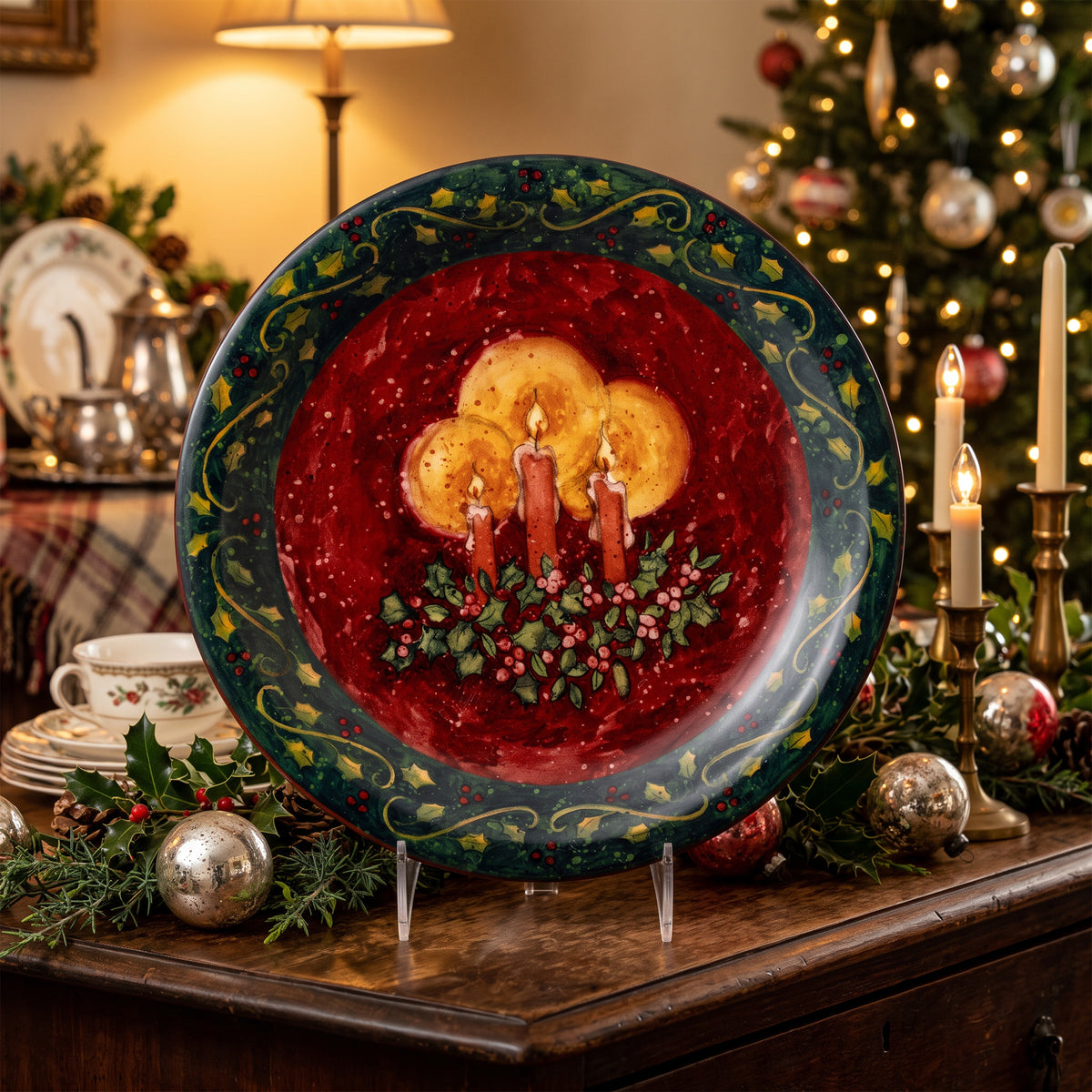 Certified International Home for the Holidays Plate - Three Candles