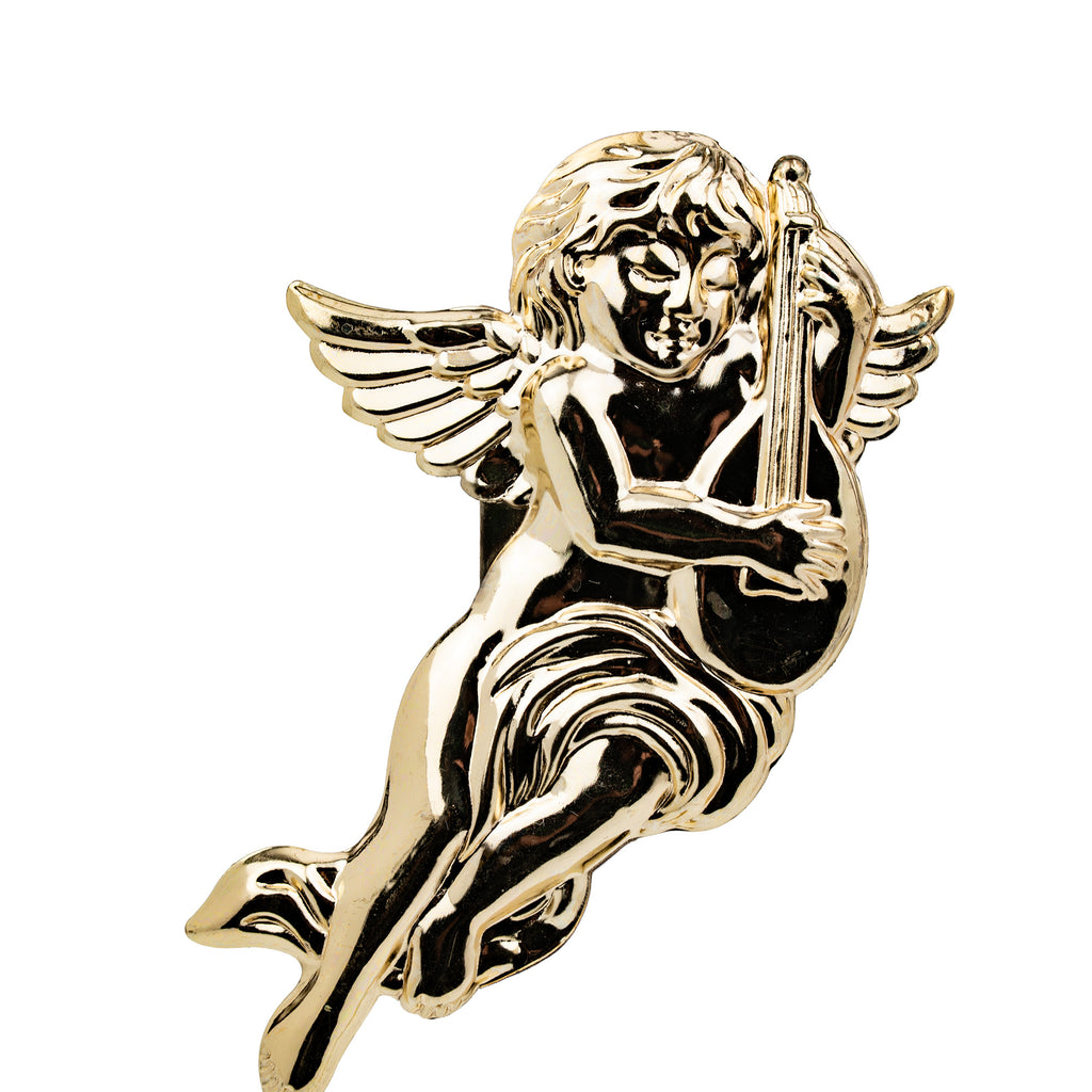 Gold-Tone Cherub Musician Over-the-Door Wreath Hanger - Winged Relief