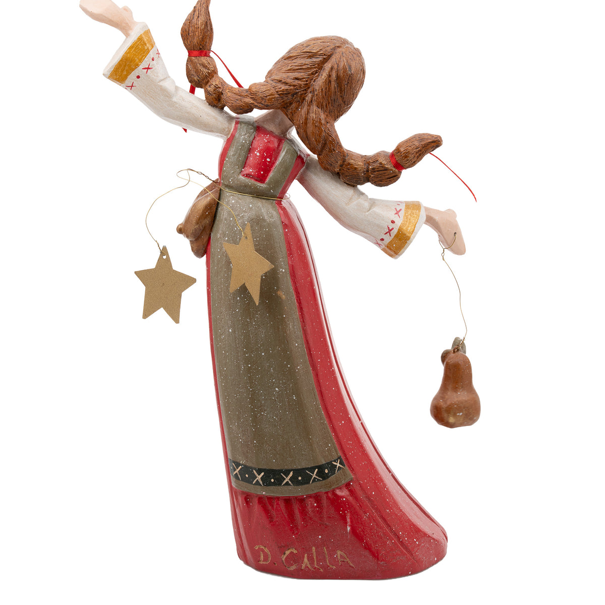 House of Hatten Girl Figurine - Braided Pigtails & Pear Motif