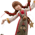House of Hatten Girl Figurine - Braided Pigtails & Pear Motif