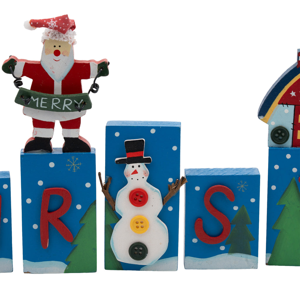 Merry Christmas Tabletop Block Decoration - Montgomery Ward Collection