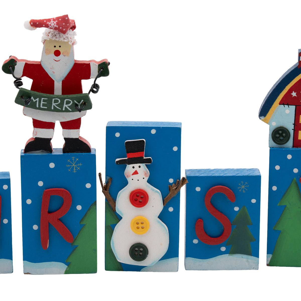 Merry Christmas Tabletop Block Decoration - Montgomery Ward Collection