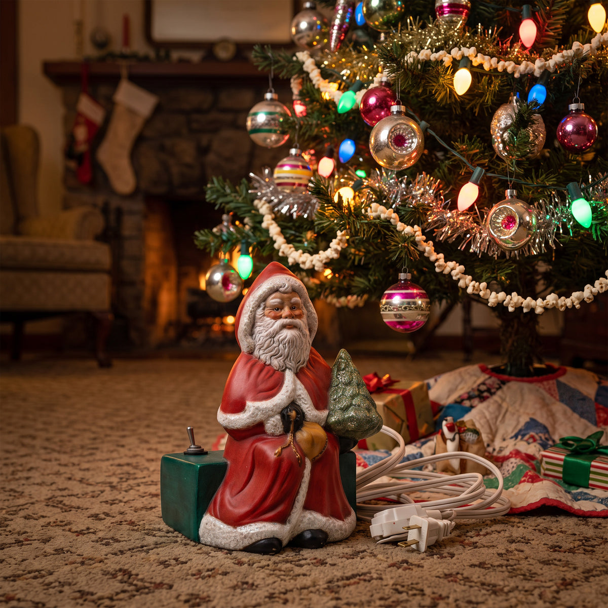 Santa Claus Figurine - Toggle Switch and Extension Cord