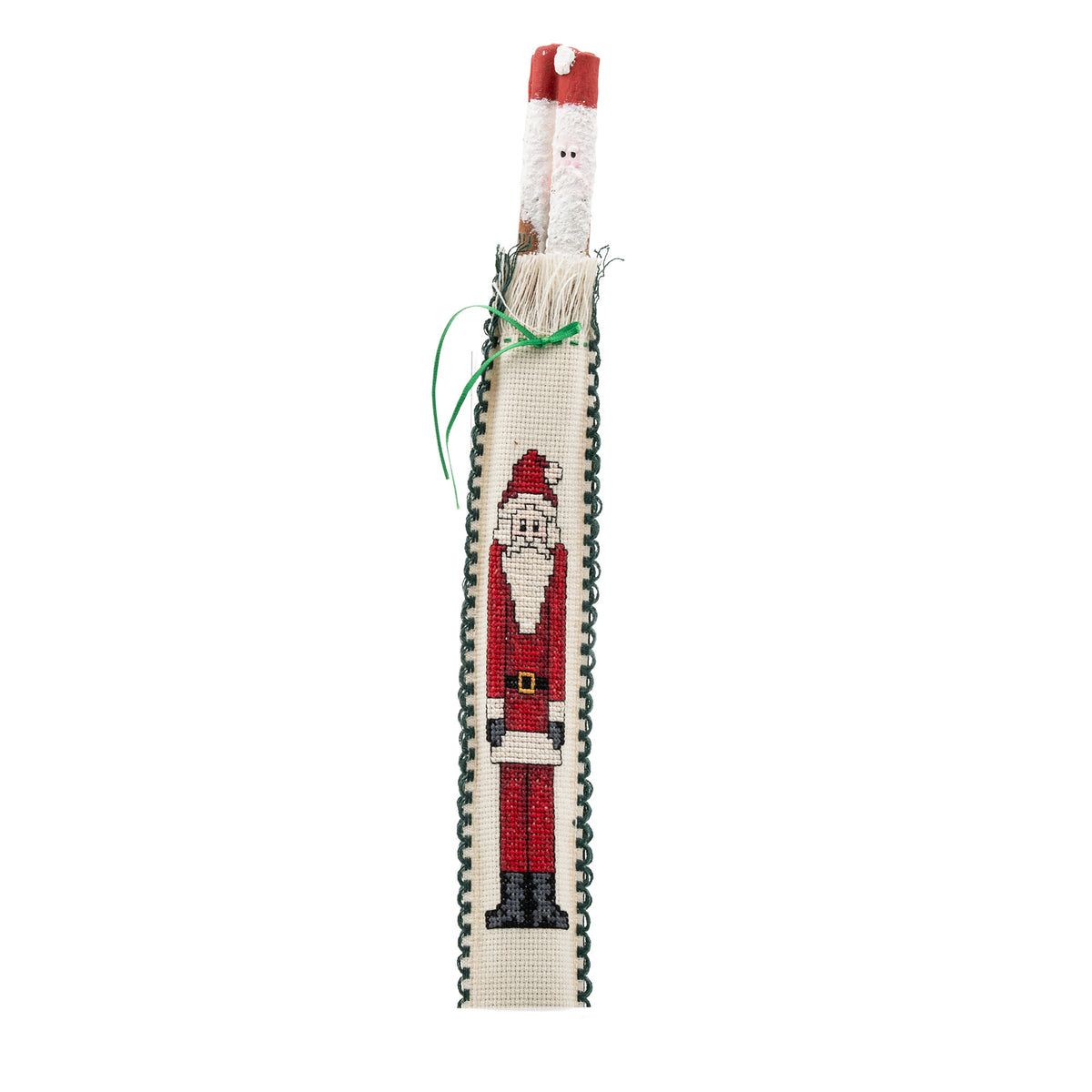 Cinnamon Stick Santa Ornament - Painted & Stitched