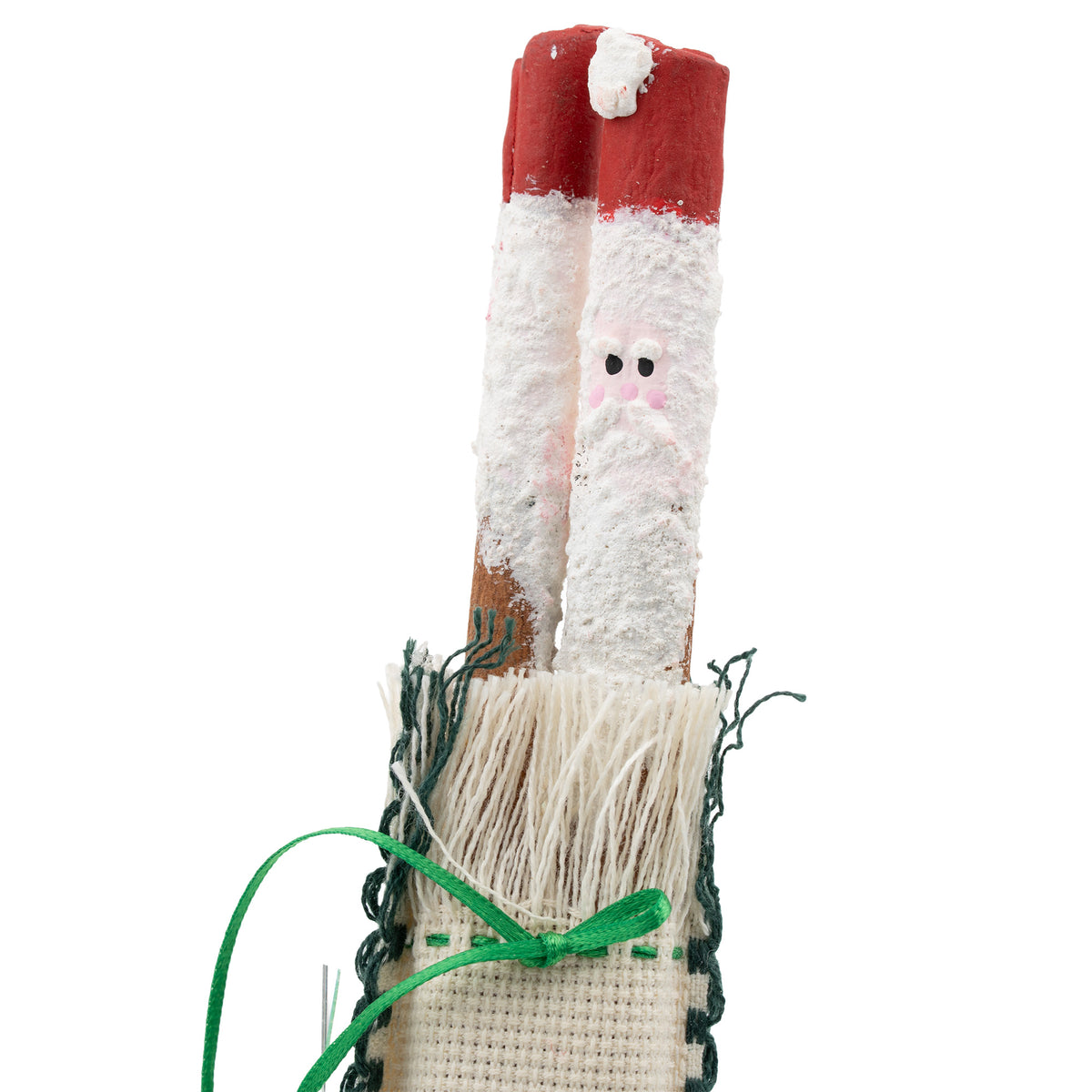 Cinnamon Stick Santa Ornament - Painted & Stitched