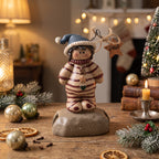 Crazy Mountain Christmas Child Figurine - Striped Pajamas and Star Tag