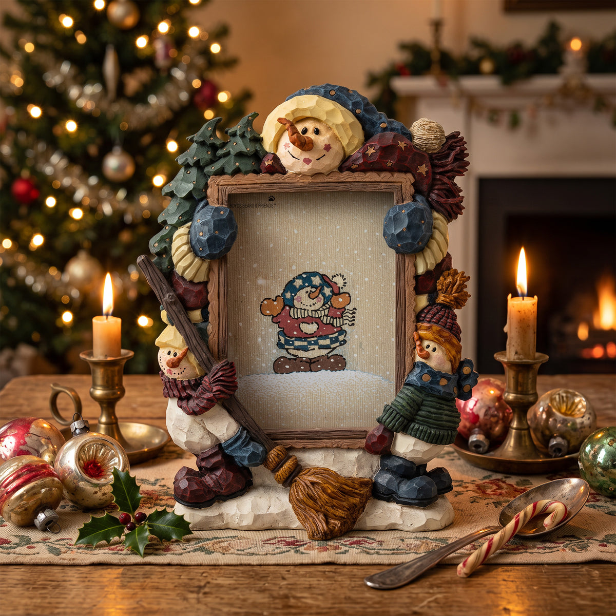 Barnaby's Snow Sweep Services Picture Frame - Sculpted Snowmen