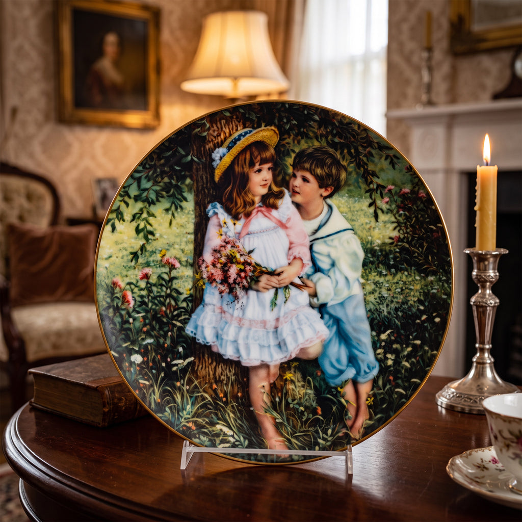 Little Sweethearts by Sandra Kuck Collector Plate - Gold-Colored Rim