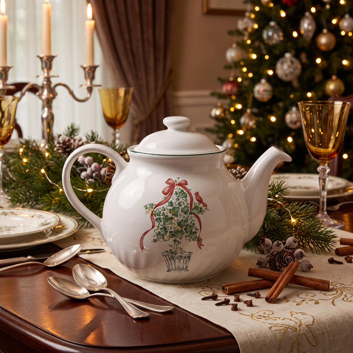 Corelle Coordinates Callaway Holiday Teapot with Lid