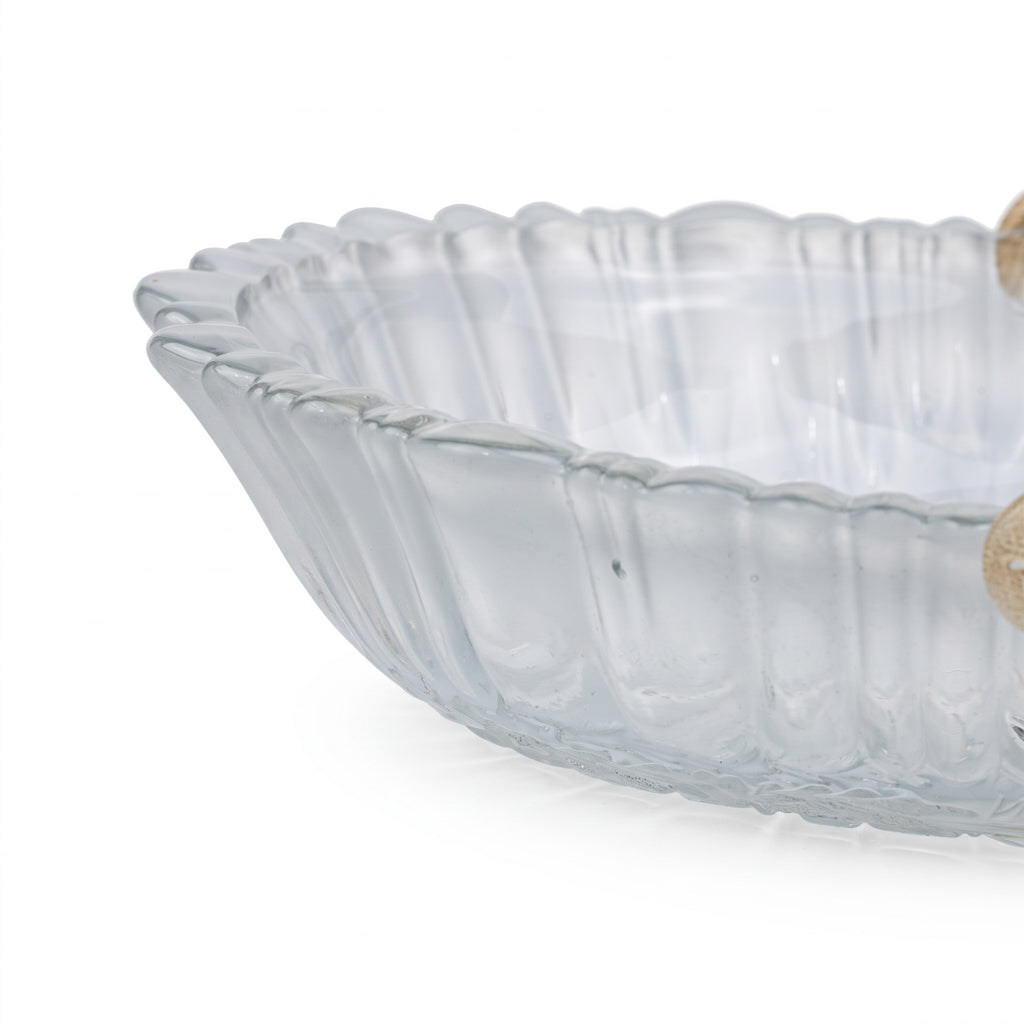 Mikasa Winter Dreams Oval Glass Basket - Frosted Woodland Scene