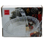 Mikasa Winter Dreams Oval Glass Basket - Frosted Woodland Scene