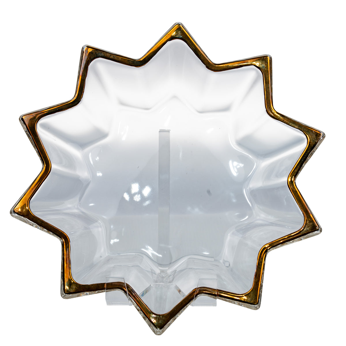 Mikasa Clear Glass Star-Shaped Serving Platter - Gold-Tone Rim