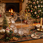 Mikasa Clear Glass Star-Shaped Serving Platter - Gold-Tone Rim